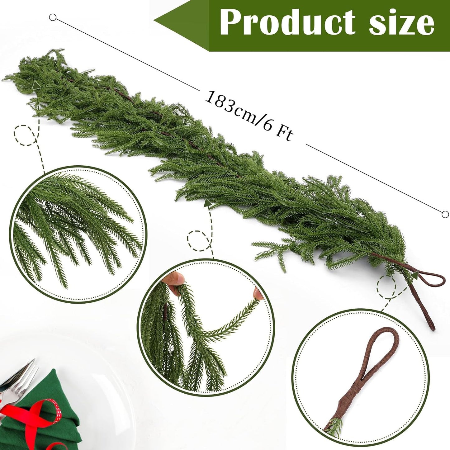 🎅Christmas SALE✨Real Touch Deluxe Norfolk Pine Garland🌿