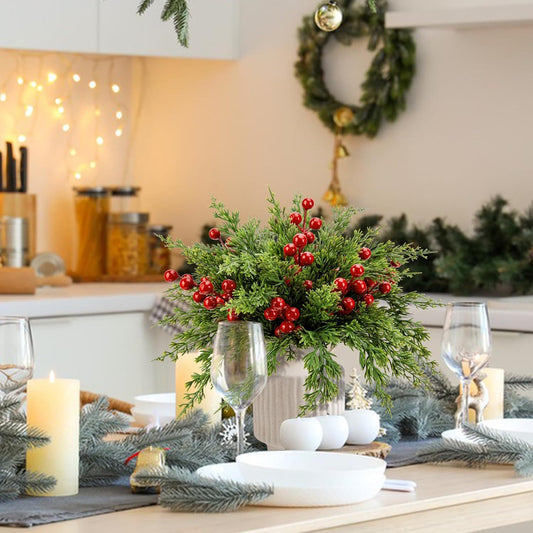 🔥Only $1 Each!🔥Christmas Artificial Pine Branches & Red Berry Stems🌿